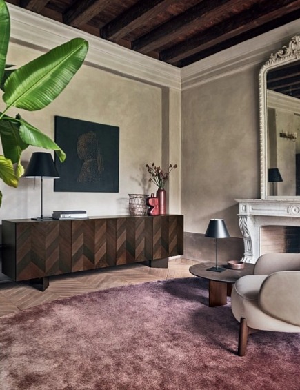 Dřevěná komoda Intarsi, 181 cm, intarzie, CS6210-1