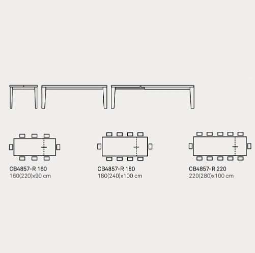 Rozkládací stůl Band Metal, 160(220)x90 cm, CB4857-R 160