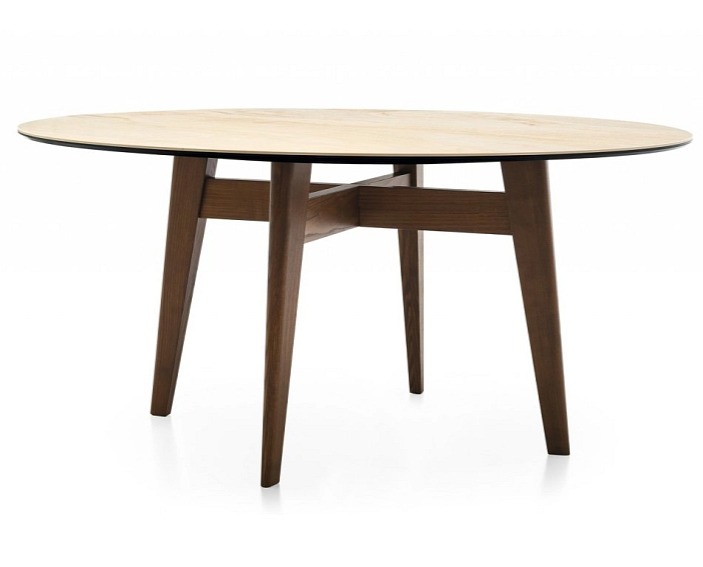 Kulatý stůl Abrey, dřevo, sklokeramika, O140 cm, CS4127-FD 140