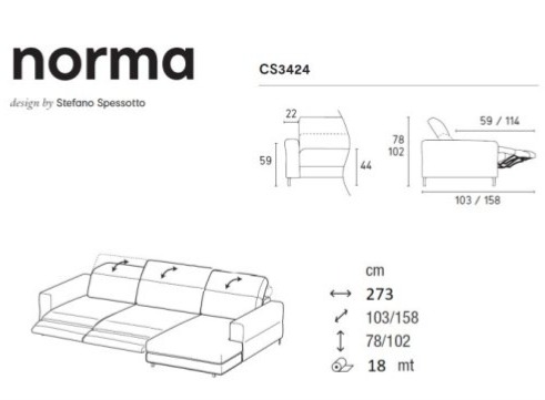 Polohovací sofa Norma, 273x158 cm, CS3424