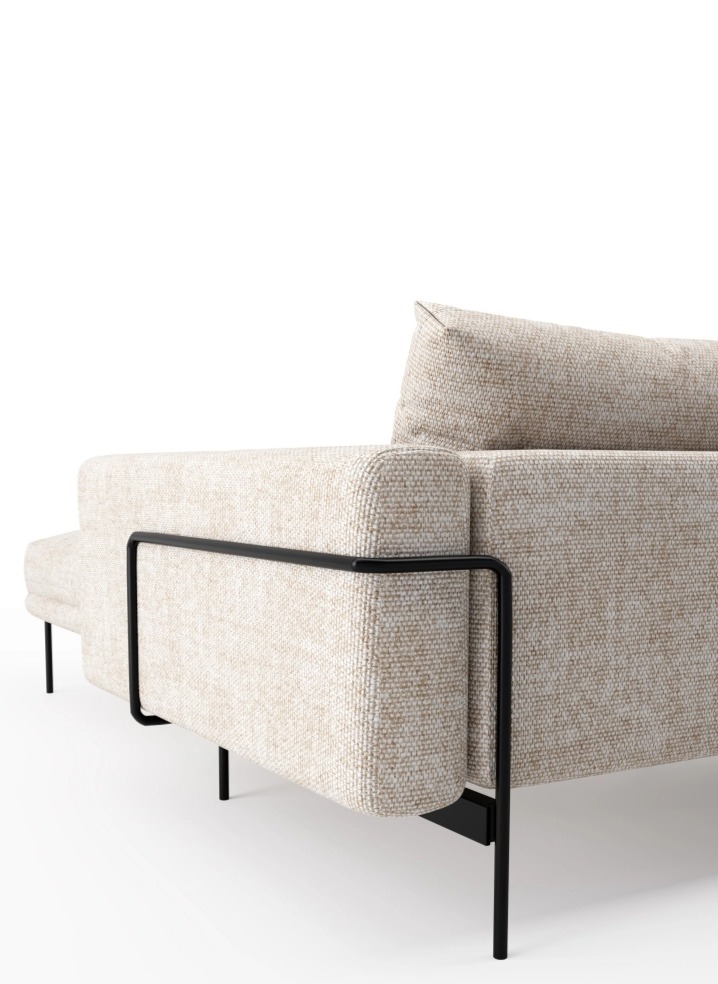 Minimalistická pohovka Rod, látka, kůže, 298x176 cm, CS3430