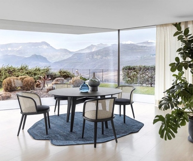 Kulatý stůl Abrey, dřevo, sklokeramika, O140 cm, CS4127-FD 140