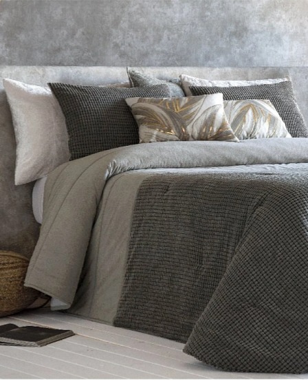 Přehoz na postel Madeira, šedozelený, sada se 2 povlaky na polštáře 70x50 cm