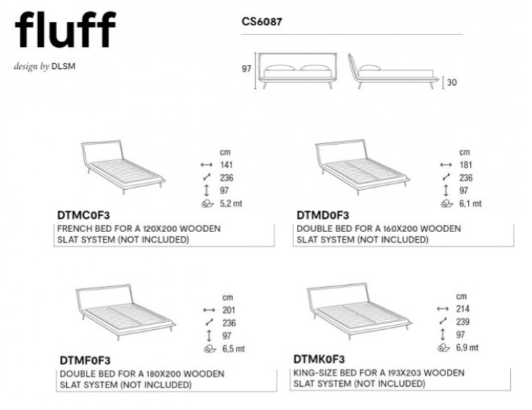 Čalouněná postel Fluff, látka, kůže, CS6087