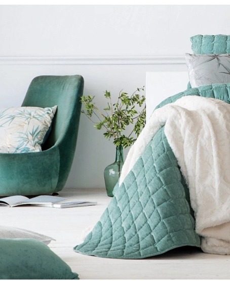 Přehoz na postel Marinel Menta, mentolový, 270x270 cm