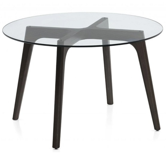 Kulatý stůl Pod, Ø120 cm, dřevo/sklo, CB4862-FD 120