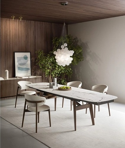 Oválný stůl Abrey, dřevo, sklokeramika, 249x119 cm, CS4127-FB 250