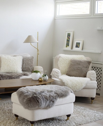 Umělá kožešina Wooly Ivory, 60x180 cm, slonová kost