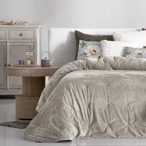 Šedohnědý přehoz Mirabela Taupe, 250x270 cm, sada se 2 povlaky na polštáře