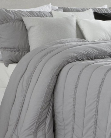 Šedý přehoz Provenza Perla, 250x270 cm, sada se 2 povlaky na polštáře