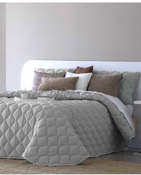 Šedý přehoz Rustik, prošívaný