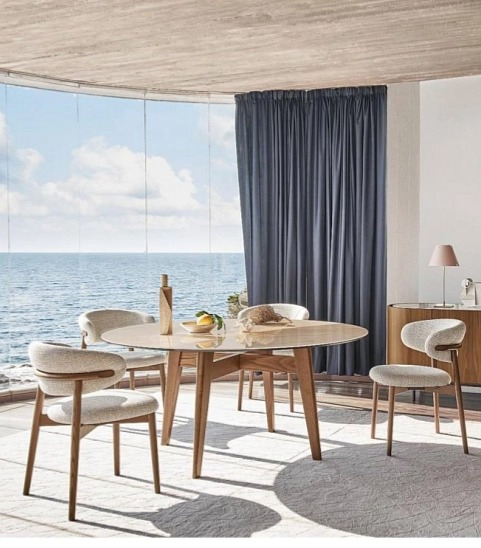 Kulatý stůl Abrey, dřevo, sklokeramika, O160 cm, CS4127-FD 160