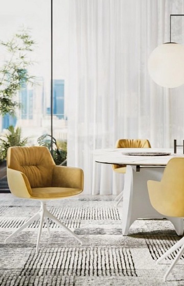 Otočná židle Cocoon, látka, kůže, CS2077-MTO 360