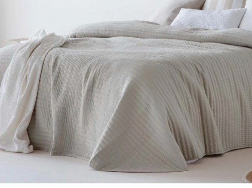 Lehoučký přehoz Linette Lino, přírodní lněná, sada se 2 povlaky na polštáře 70x50 cm