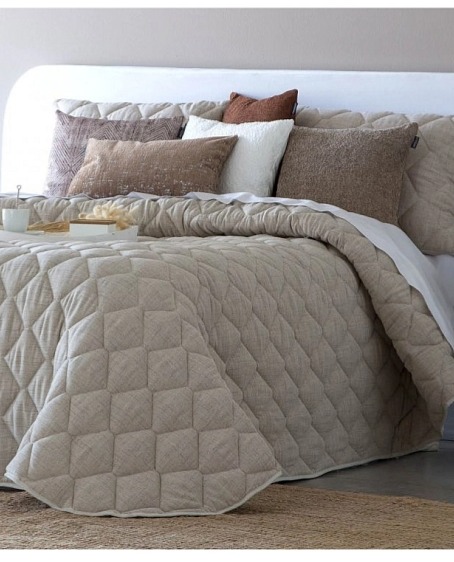 Béžový přehoz Rustik, prošívaný