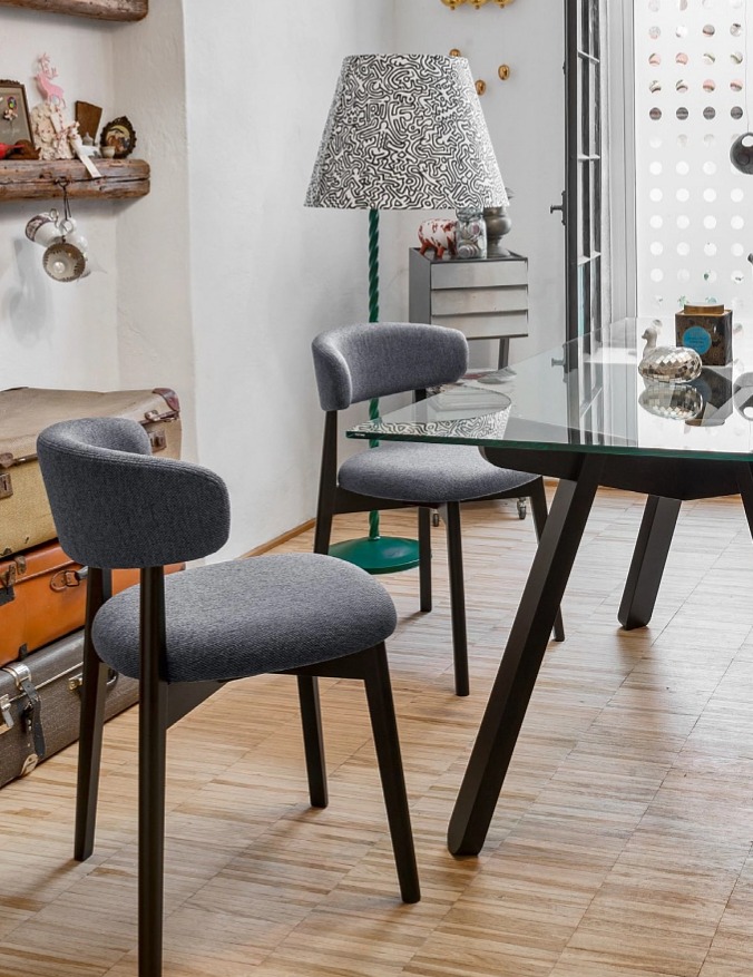 Jídelní židle Talks, dřevo, kůže, látka, CB2141