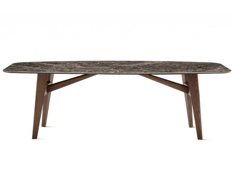 Oválný stůl Abrey, dřevo, sklokeramika, 200x100 cm, CS4127-FB 200