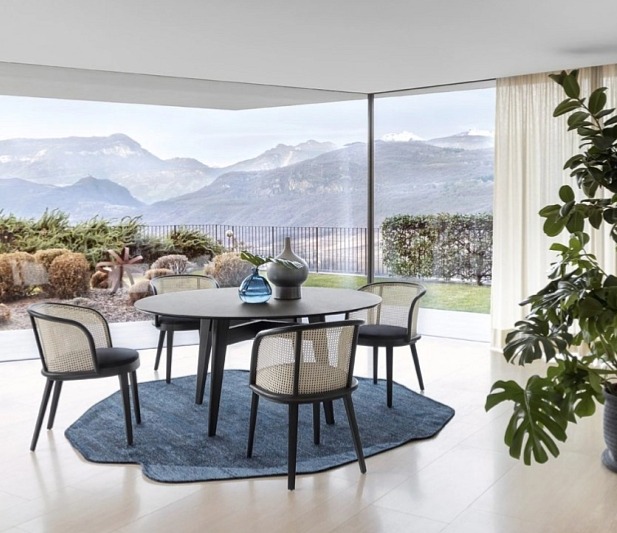 Kulatý stůl Abrey, dřevo, sklokeramika, O160 cm, CS4127-FD 160