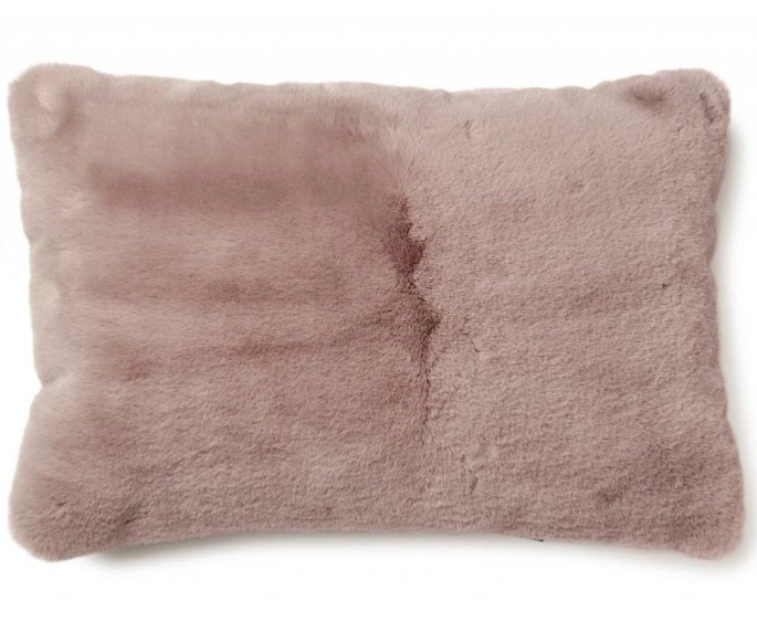 Polštář Fluffy, umělá kožešina, růžový, 60x40 cm