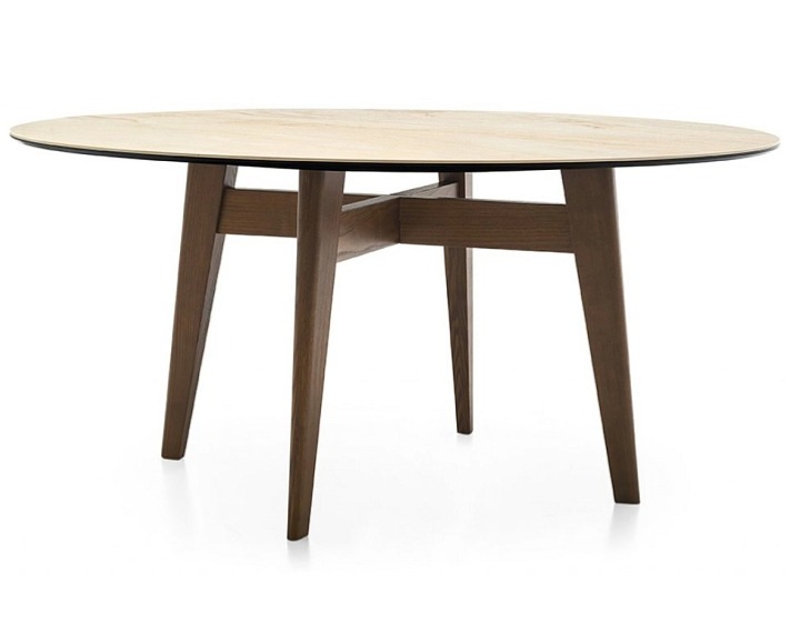 Kulatý stůl Abrey, dřevo, sklokeramika, O160 cm, CS4127-FD 160