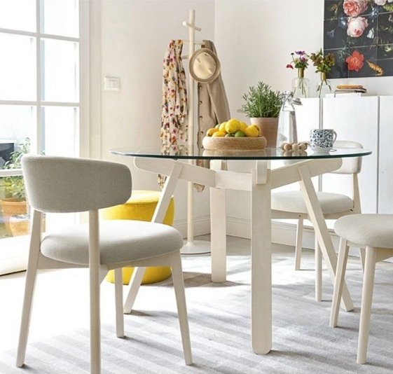 Jídelní židle Talks, dřevo, kůže, látka, CB2141