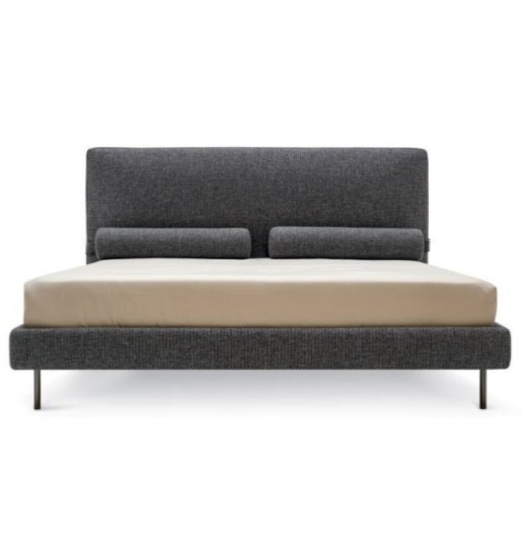 Minimalistická postel Mies, látka, kůže, CS6089
