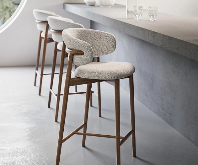 Barová židle Oleandro, dřevo, látka, v.sedu 65 cm, CS2035