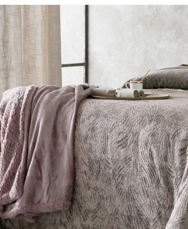 Přehoz Arely Rose 250x270 cm, starorůžový, se 2 povlaky polštářů