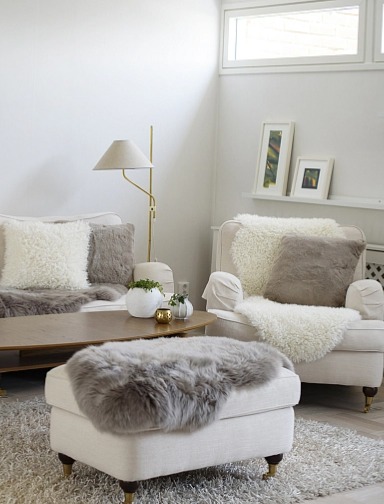 Umělá kožešina Wooly Ivory, 60x90 cm, slonová kost