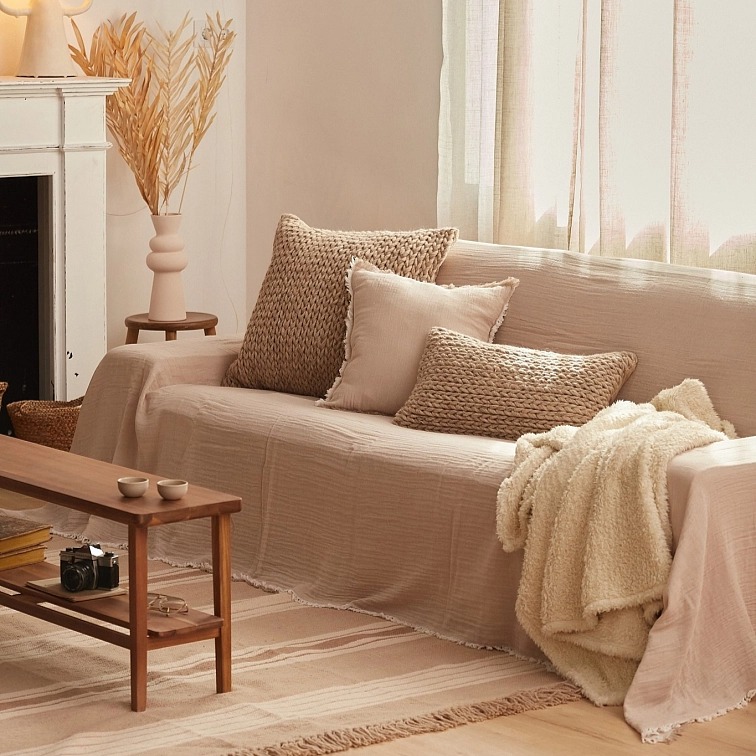 Lehoučký přehoz Layer Beige, béžový, 240x260 cm