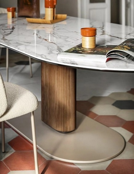 Oválný stůl Cameo, 200x100 cm, dřevěná báze, CS4124-FE200