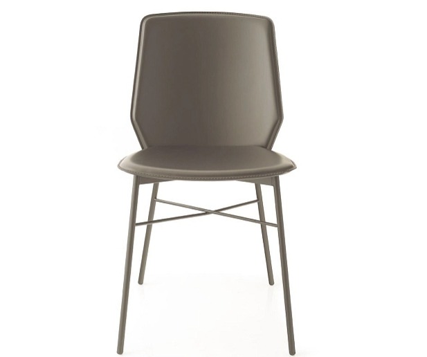 Jídelní židle Sibilla, kov, regenerovaná kůže, CB1959