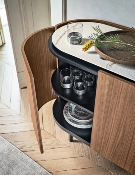 Oválná komoda Lake, dýha, 4 dveře, CS6076-1