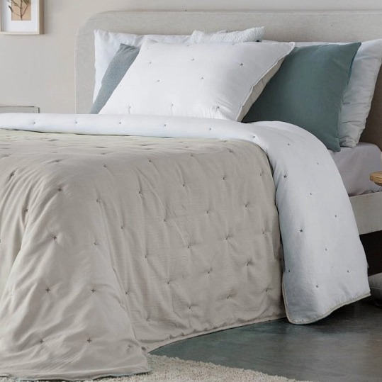 Nadýchaný přehoz Polare Lino, béžový, sada se 2 povlaky na polštář 70x50 cm