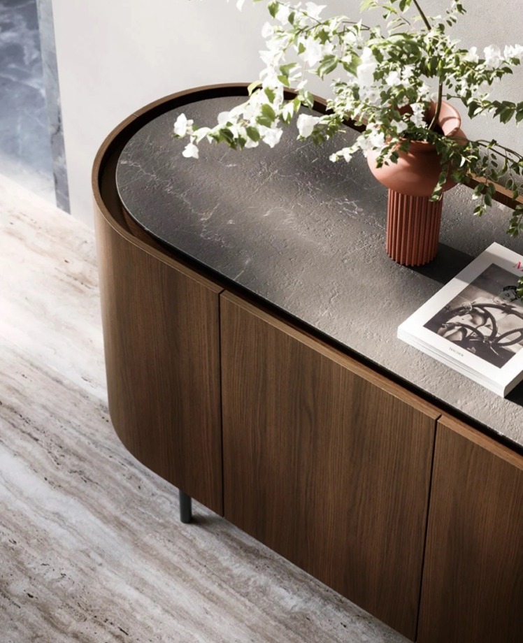 Oválná komoda Lake, dýha, 4 dveře, CS6076-1