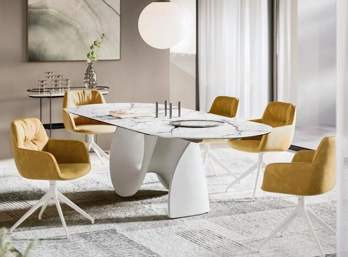 Otočná židle Cocoon, látka, kůže, CS2077-MTO 360