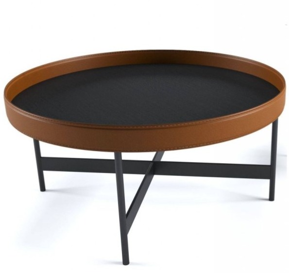 Kulatý stolek Arena, O71,5 cm, kůže, CS5118-M
