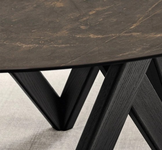 Kulatý stůl Cartesio, dřevo, sklokeramika, CS4092-FD 140