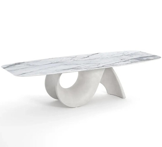 Oválný stůl Seashell, nerozkládací, cement, CS4141-FB 250