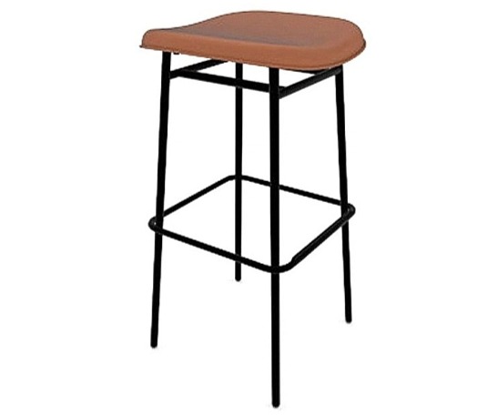 Barová židle Fifties, kov, pravá kůže, v.64 cm, CS2006-LH