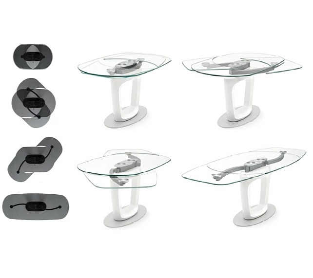 Rozkládací stůl Orbital, sklokeramika, 165(263)x105 cm, CS4145-S 165