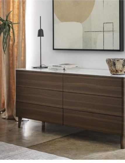 Komoda Boston, 6 zásuvek, sklokeramická deska, CS6046-H C