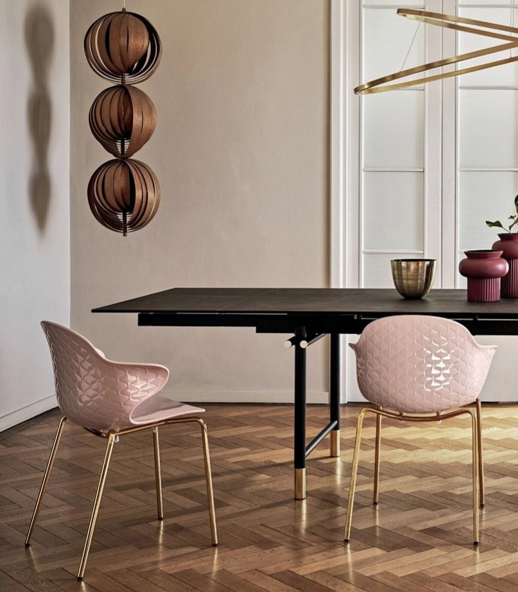 Židle s područkami Saint Tropez, růžová, chrom