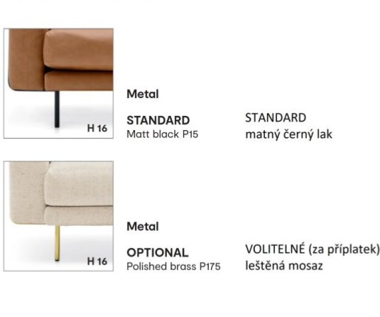 Minimalistická pohovka Rod, látka, kůže, 298x176 cm, CS3430