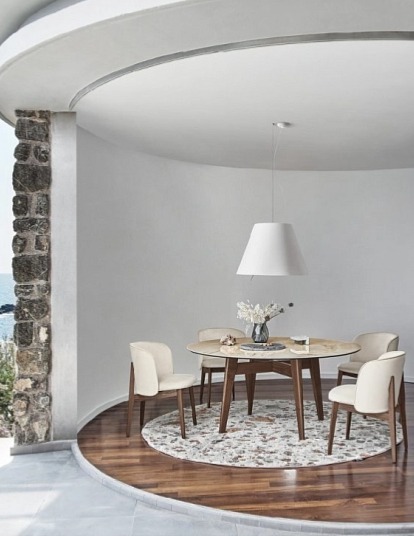 Kulatý stůl Abrey, dřevo, sklokeramika, O140 cm, CS4127-FD 140