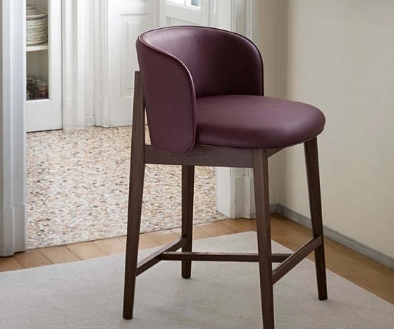 Barová židle Abrey, dřevo, látka, výška sedu 65 cm, CS2042