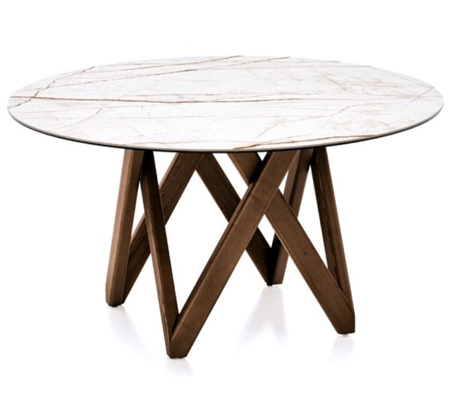 Kulatý stůl Cartesio, dřevo, sklokeramika, CS4092-FD 140