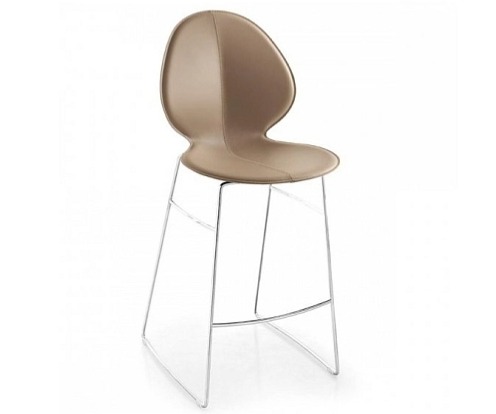 Barová židle Basil, kov, regenerovaná kůže, CS1354-LHS