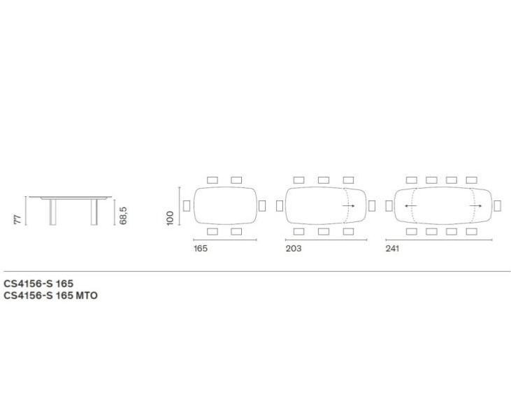 Oválný stůl Sandy, 163(203)(241)x100 cm, CS4156-S 165
