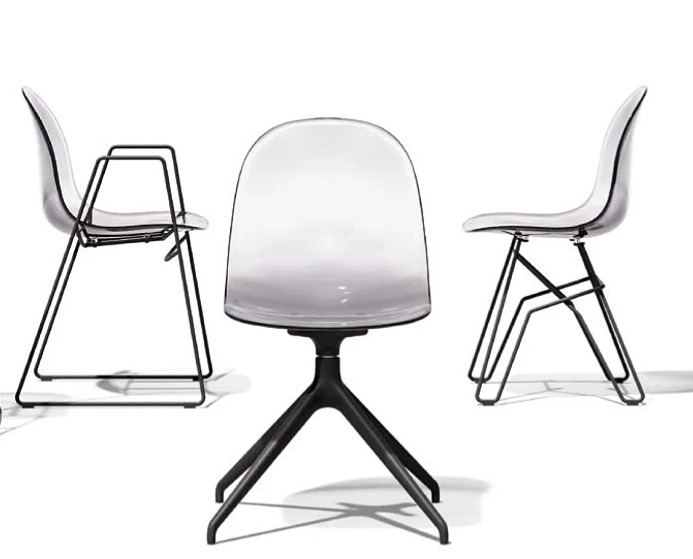 Otočná židle Academy, kov, transparentní skořepina, CB2174